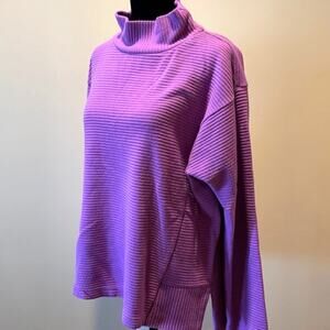 Melloday Funnel Neck Ribbed Knit Sweater Size Small Oversized Hi Low